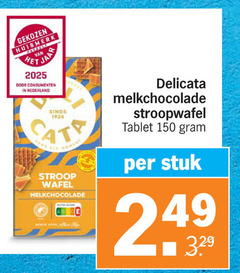  delicata chocolade 150 1926 gekozen huismerk hear consumenten nederland moment stroop wafel melkchocolade score stroopwafel tablet stuk 