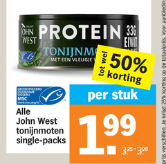  25 50 john protein eiwit west gecertificeerd duurzame visserij www.msc.org nl tonijnmoten vleugje single stuk 