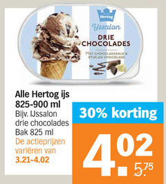  hertog ijsspecialiteit 30 825 yssalon drie chocolades chocoladesaus stukjes chocolade ijs ml ijssalon bak varieeren 02 