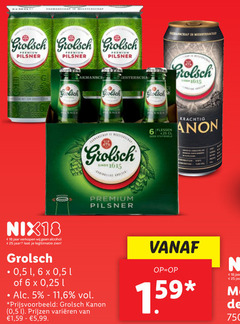  grolsch blikjes bier 5 6 18 25 750 1615 meesterschap pilsner wet premium canon nix18 jaar alcohol legitimatie 1 l kanon varieeren 99 