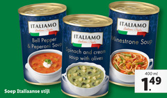  italiamo soep 400 italian style bell pepper peperoni soup spinach and cream with olives minestrone italiaanse stijl ml 