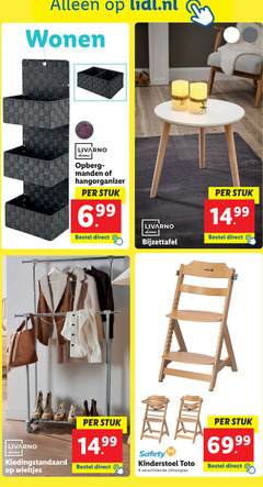  4 lidl.nl wonen livarno home opberg manden hangorganizer stuk 6 99 bijzettafel safety kledingstandaard wieltjes 1st kinderstoel 69 