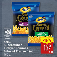  aviko patat 100 750 diepvries pommes supercrunch bereid zonnebloemolie airfryer frites franse friet super originals 