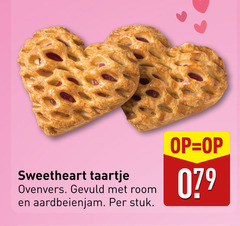  sweetheart taartje ovenvers gevuld room aardbeienjam stuk 