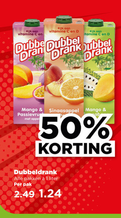  dubbeldrank fruitdrank 1 50 rijk vitamine dubbel drank mango sinaasappel appel pakken liter pak 