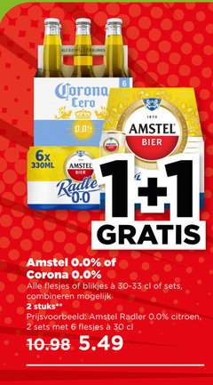  corona amstel speciaalbieren alcoholvrij bier 1 2 6 30 1870 0.0 6x 330ml radler blikjes combineren stuks citroen 