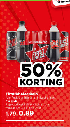  first choice cola 4 18 25 50 calories zero regular blikjes stuk 