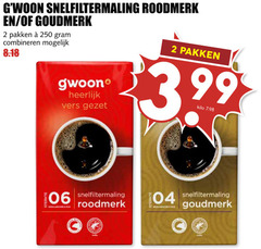  gwoon koffie 2 250 snelfiltermaling roodmerk goudmerk pakken combineren sterkte vers 3.99 kilo 06 