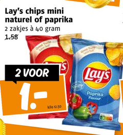  lays chips 1 2 40 mini naturel paprika zakjes less kilo oral flavour 