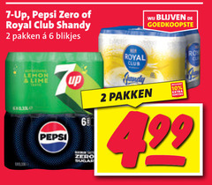  pepsi 7-up royal club frisdrank cola 2 6 7 10 100 up zero shandy pakken blikjes lemon lime roy 