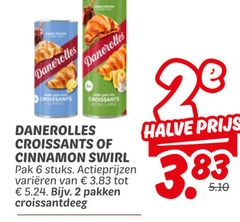  2 6 danerolles croissants large cinnamon swirl pak stuks varieeren pakken croissantdeeg halve 