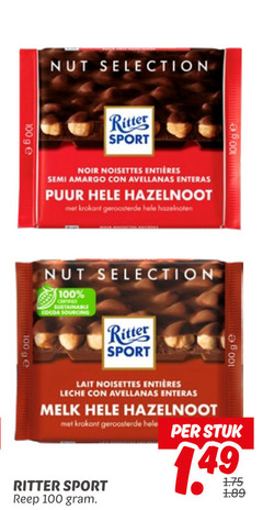  ritter sport chocolade 100 ge selection noir noisettes semi amargo avellanas enteras puur hazelnoot krokant geroosterde hazelnoten cocoa lait leche melk reep stuk 