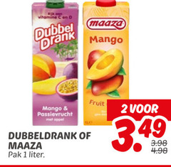  maaza dubbeldrank fruitdrank 1 2 vitamine dubbel drank mango passievrucht appel pak liter fruit 