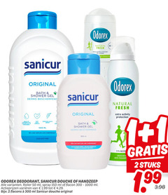  sanicur odorex handzeep deodorant douchegel 1 2 50 150 300 1000 natural fresh activity protection alcohol nti transpiral original bath shower gel dermo soft complex getest ml natuurlijke oorsprong huidtypen formule dermatologisch douche roller spray flacon varieeren anti stuks 