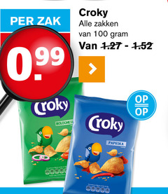  croky chips 100 zak 99 bolognese portion 100g zakken paprika flavour 