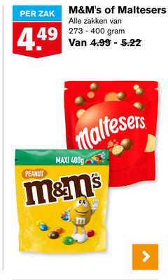  m en ms maltesers chocolade chocoladepindas zak zakken peanut maxi 