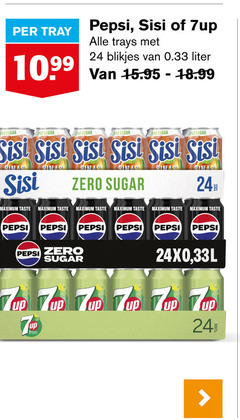  sisi 7-up pepsi cola frisdrank 24 tray trays blikjes liter zero sugar taste up free 