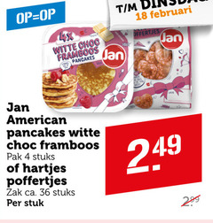  jan poffertjes pannenkoeken 4 18 36 4x witte choc framboos pancakes offertjes american pak stuks hartjes zak ca. stuk 