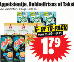  taksi dubbelfrisss appelsientje fruitdrank 6 10 40 200 pakje ml dubbel frisss fruit drink em rijk vitamine tropisch vel opel pack 17 