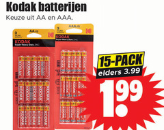  kodak batterijen 3 15 aa aaa year super duty zinc co pack elders 3.99 lives 