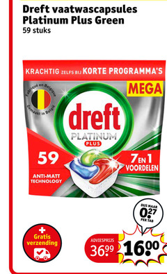  dreft vaatwasmiddel 1 7 vaatwascapsules platinum green stuks korte gemaakt anti matt technology mega verzending 