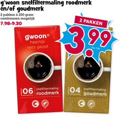  gwoon koffie 2 250 snelfiltermaling roodmerk goudmerk pakken combineren vers 3.99 kilo 06 