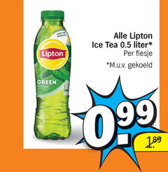  lipton ice tea 180 sugar green liter flesje m.u.v gekoeld 