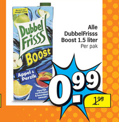  dubbelfrisss fruitdrank vleugje zuivel dubbel frisss boost appel perzik verfrissen liter pak 