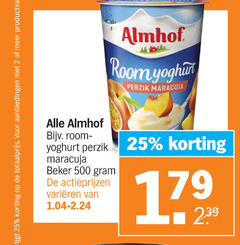  almhof vruchtenyoghurt 2 25 500 room yoghurt perzik maracuja beker varieeren 