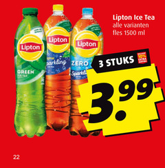  lipton ice tea 3 22 100 1500 green zero fles ml stuks 3.99 