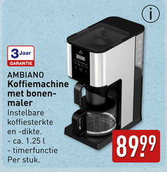  koffiezetapparaat 3jaar koffiemachine bonen maler instelbare koffiesterkte dikte ca. l timerfunctie stuk 24 00 