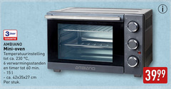  1 6 15 60 180 3jaar mini oven temperatuurinstelling ca. verwarmingsstanden timer min cm stuk 