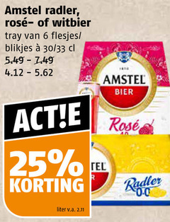  amstel radler bier 6 25 witbier tray blikjes 30 33 liter v.a. rosee 0.0 