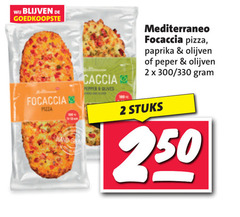  2 250 focaccia pepper olives mediterraneo pizza paprika olijven peper 300 330 stuks 