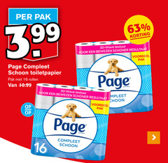  16 pak 3.99 page schoon toiletpapier rollen 3d wave textuur bewezen resultaat voordeel 