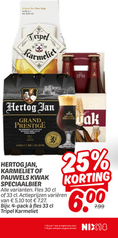  hertog jan karmeliet speciaalbieren 4 18 25 30 33 beige tripel grand prestige kwak speciaalbier fles varieeren pack jaar legitimatie alcohol nix18 