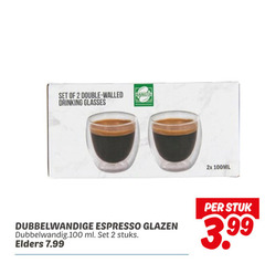  koffieglazen 2 double barista drinking glasses 2x 100ml dubbelwandige espresso glazen ml stuks elders stuk 3.99 