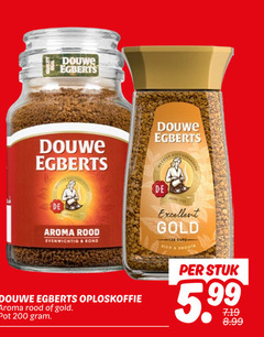  douwe egberts oploskoffie 120 200 aroma rood evenwichtig rond gold pot excellent cups smooth stuk 5.99 