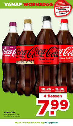  coca-cola cola 4 19 25 woensdag let coca zero sugar calories taste refreshing flessen 1 5 liter combineren plus.nl 