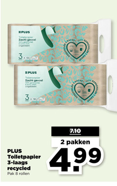  toiletpapier 2 3 8 100 zacht gevoel gerecycled ongebleekt recycled pak rollen led pakken 