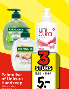  palmolive unicura handzeep 3 uni cura soorten almond mild stuks 