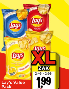  lays chips 7 pack naturel xl zak 