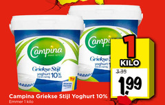  campina yoghurt 1 10 99 anno griekse stijl romig 1kg proteine emmer kilo 