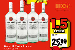  bacardi rum 18 25 nix18 jaar legitimatie alcohol carta blanca santiago liter xxl fles 1 5 