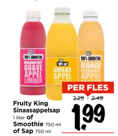  1 100 750 guave sinaas appel sap mango limoen fles fruity king sinaasappelsap liter smoothie ml 