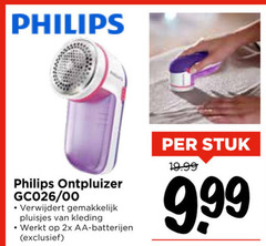  philips pluizentondeuse 00 verwijdert pluisjes kleding 2x aa batterijen stuk 