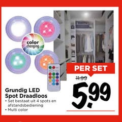  4 color changing grundig led spot draadloos spots afstandsbediening multi 5.99 