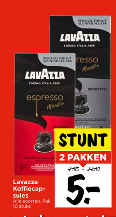  lavazza koffiecups 2 5 10 zero co impact aluminium caps torino italia espresso maestro ristretto classico chocolate pakken compatible soorten pak stuks 