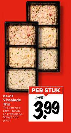  salade 300 vissalade trio luxe zalm tonijn krabsalade schaal stuk 5.99 3.99 