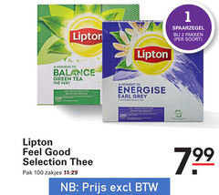  lipton thee 1 2 100 pakken moment to balance green tea feel good selection energise earl grey flavoured black pak zakjes 